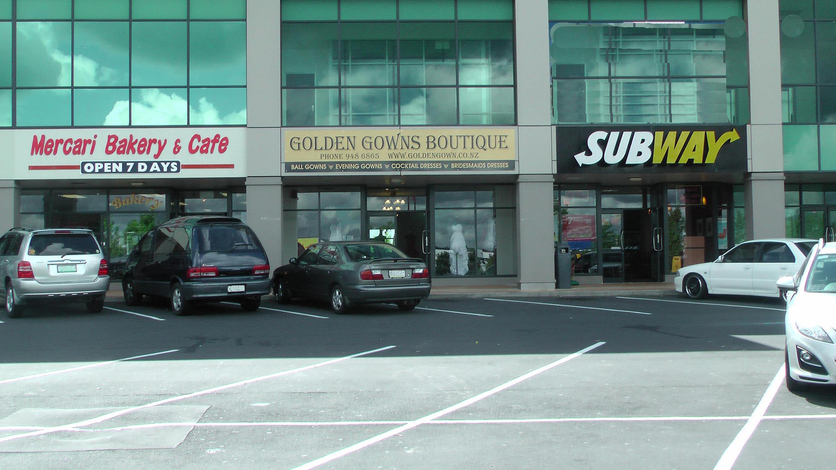 Golden Gown Boutique is located in the Mercari Business centre, between Mercari bakery and Subway.
