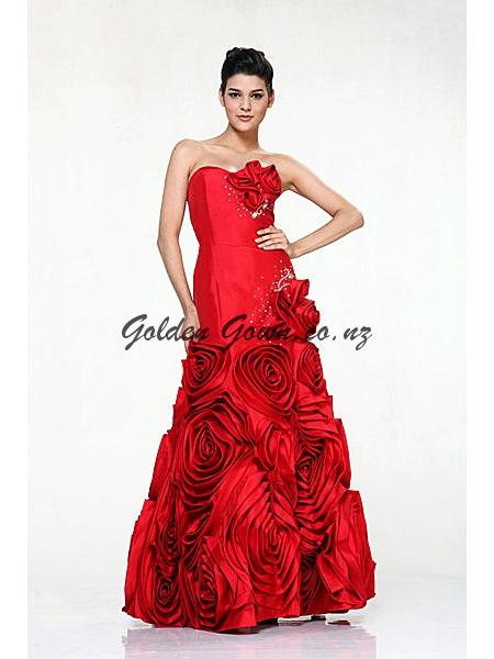 red ball gown, evening dress, prom dress