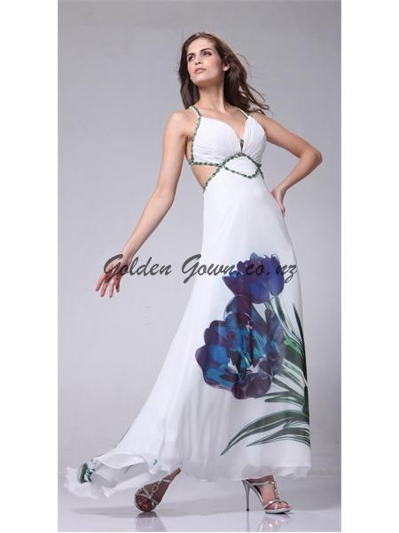 white ball evening dress