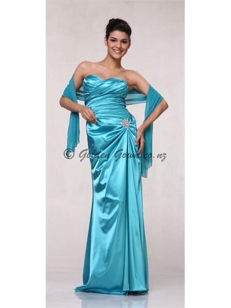 aqua prom dress, evening gown or ball dress