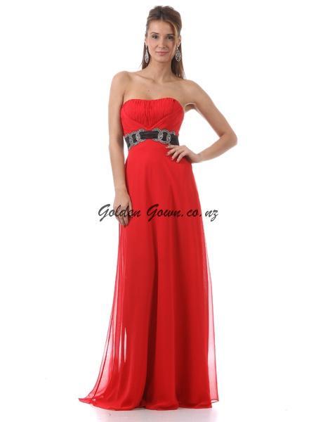 red evening dress
