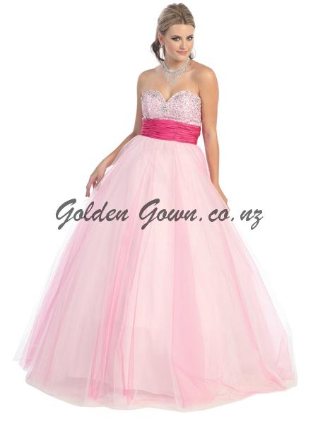 pink evening ball gown